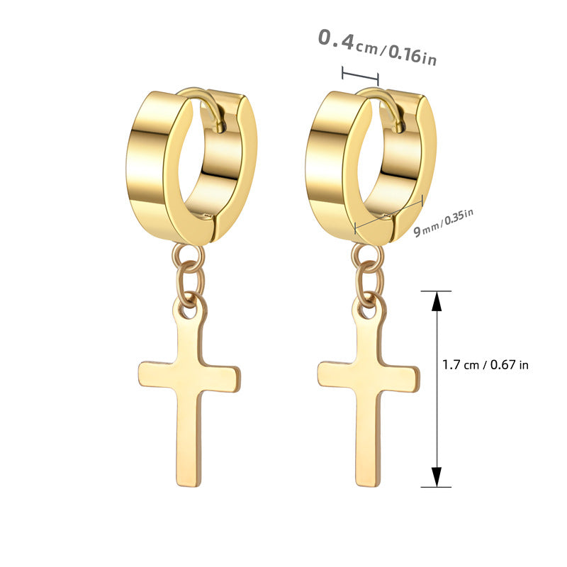 Brincos Cruz em Aço Inoxidável