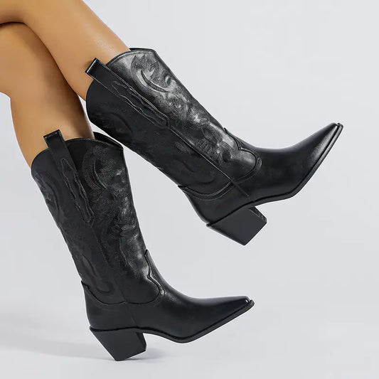 Chunky Heel Mid-Calf Boots for Women - Fall Style