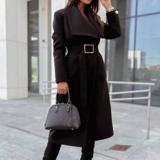 Women’s Belted Long Trench Coat – Elegant Tailored Outerwear