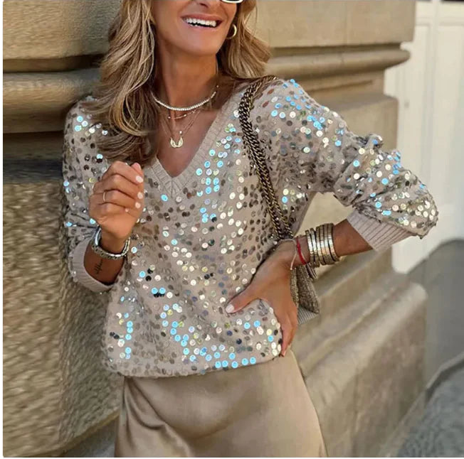 Color Block Sequin Sweater