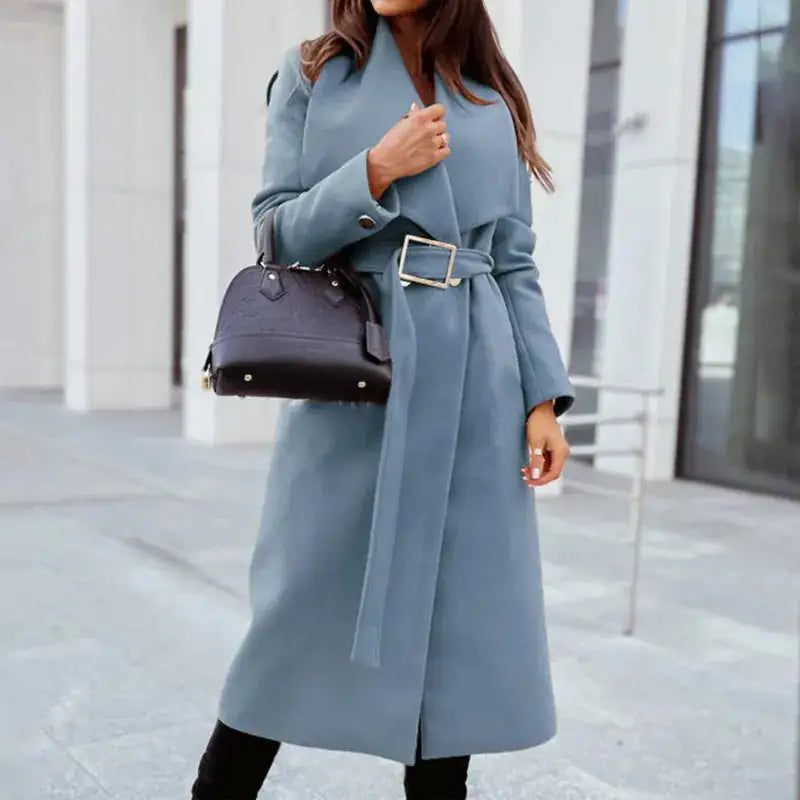 Women’s Belted Long Trench Coat – Elegant Tailored Outerwear