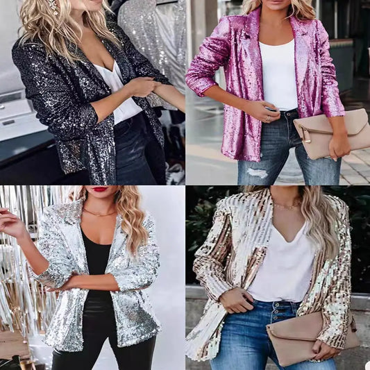 Loose Sequin Blazer for Women