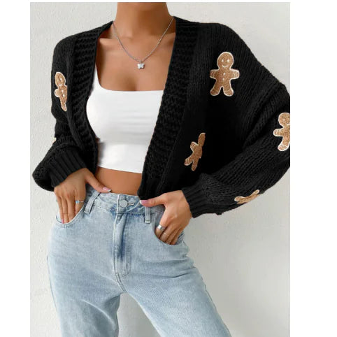 Gingerbread Pattern Cardigan for Women