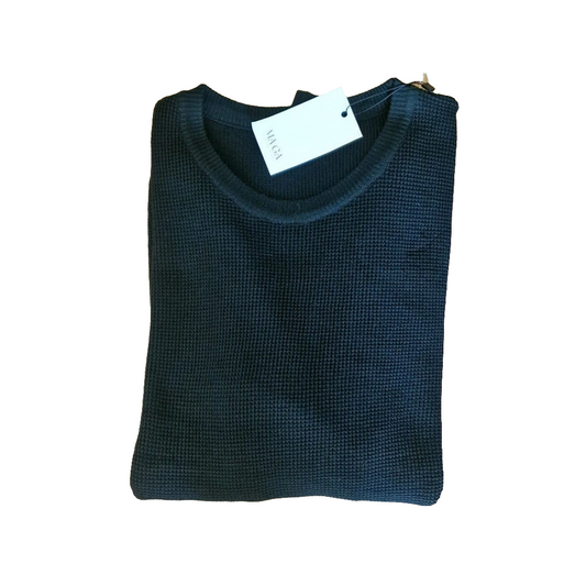 Camisola preta malha elegante homem