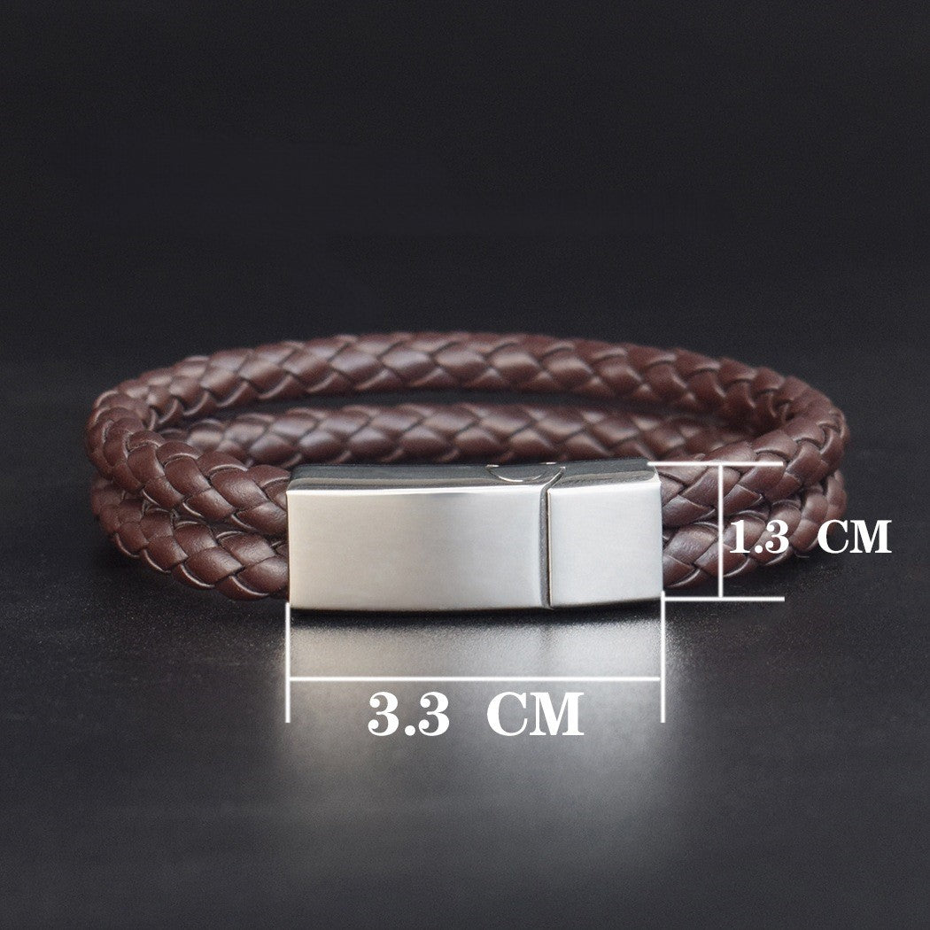 Pulseira Personalizada de Couro e Aço Inoxidável