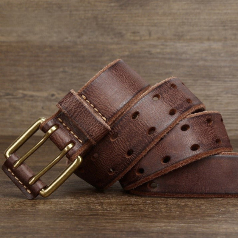Cinto Retrô em Pele Genuína de Primeira Camada para Homem