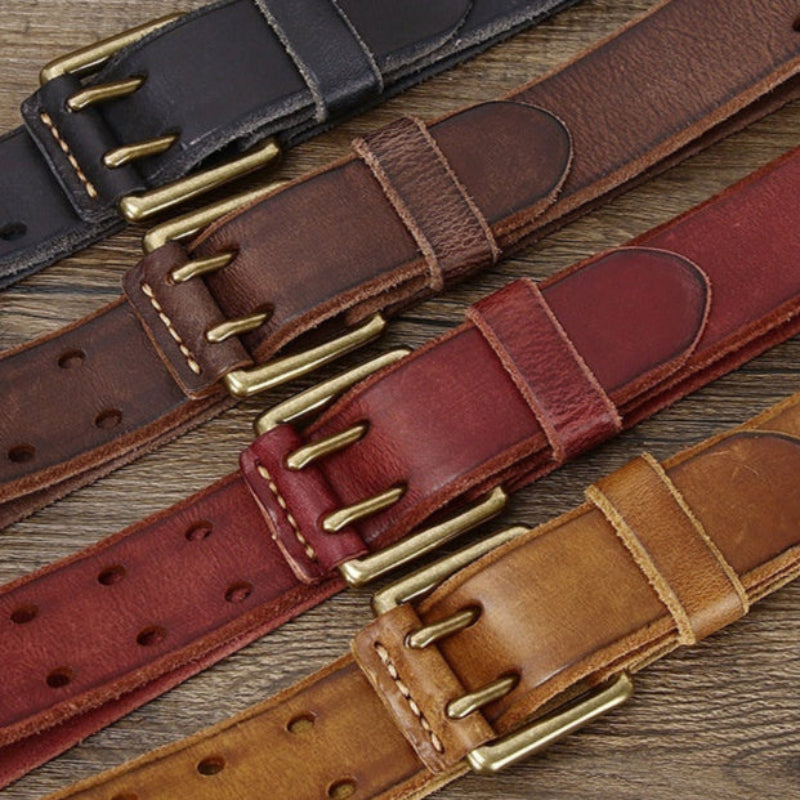 Cinto Retrô em Pele Genuína de Primeira Camada para Homem