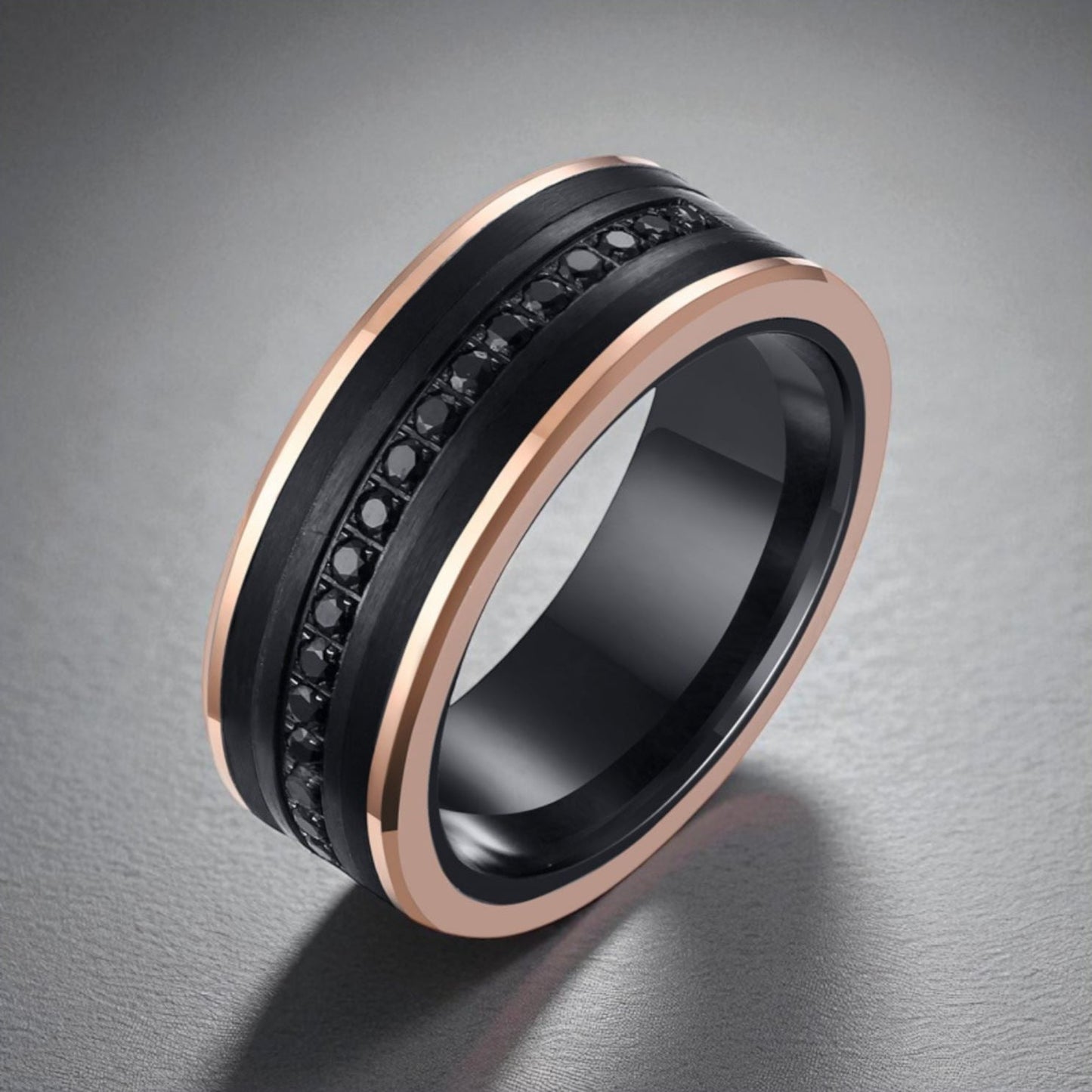 Anel em Aço de Tungsténio com Zircónia