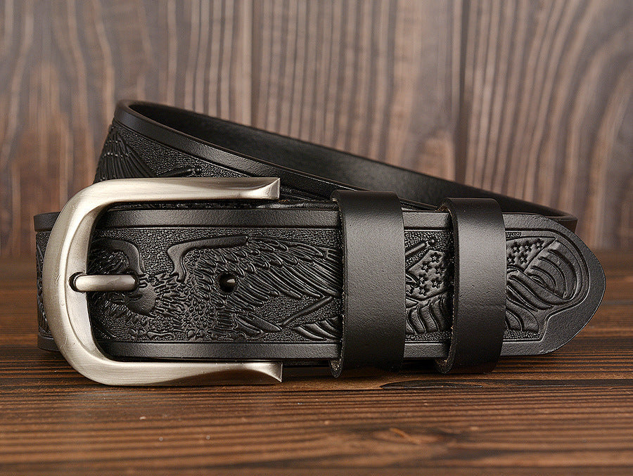 Cinto Esculpido em Pele Genuína para Homem