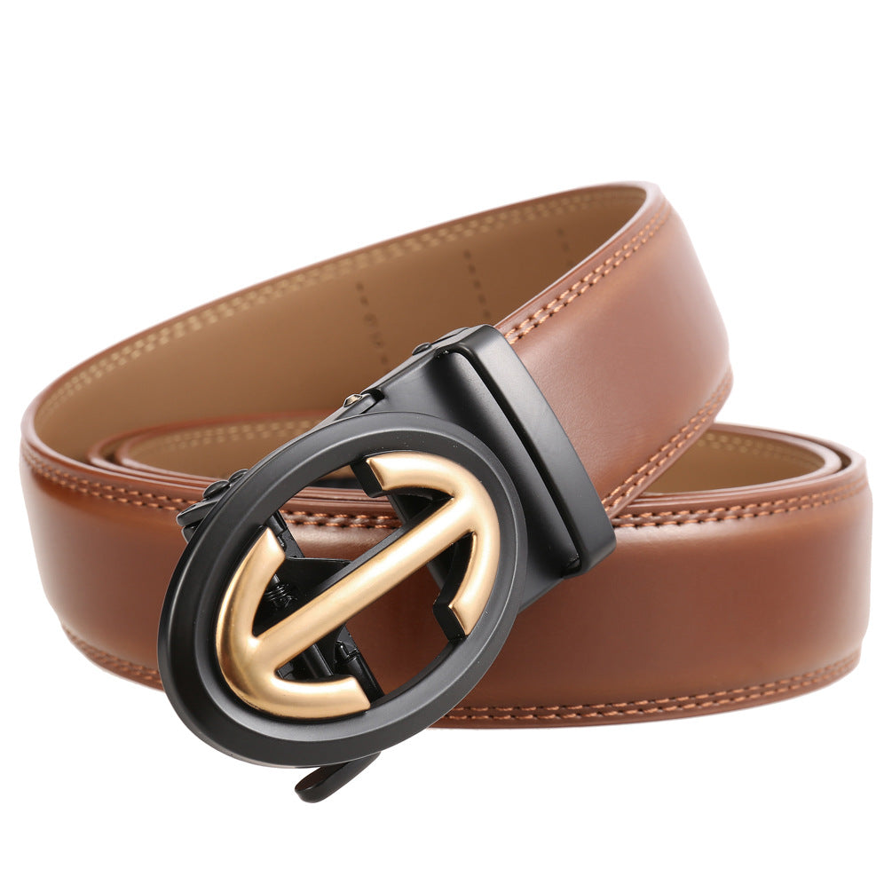 Cinto com Fivela Automática em Pele Genuína para Homem