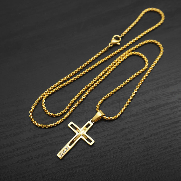 Colar Cruz em Aço Titânio