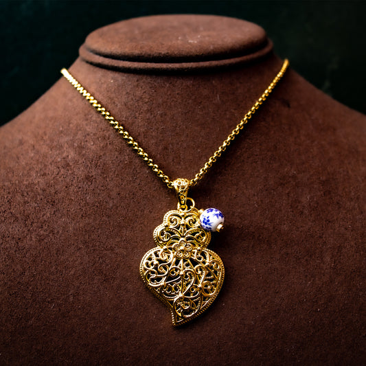 Colar Encantos de Portugal - Coração de Viana Inspiração Azulejos Portugueses