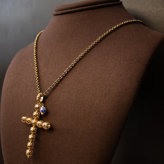 Colar Encantos de Portugal - Cruz Contas Minho Inspiração Azulejos Portugueses