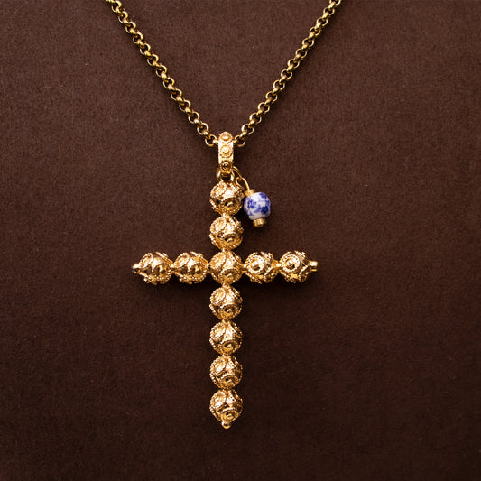 Colar Encantos de Portugal - Cruz Contas Minho Inspiração Azulejos Portugueses