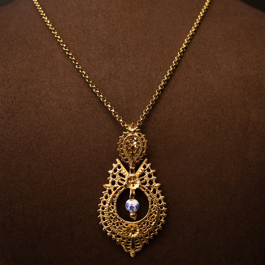 Colar Encantos de Portugal - Rainha Inspiração Azulejos Portugueses