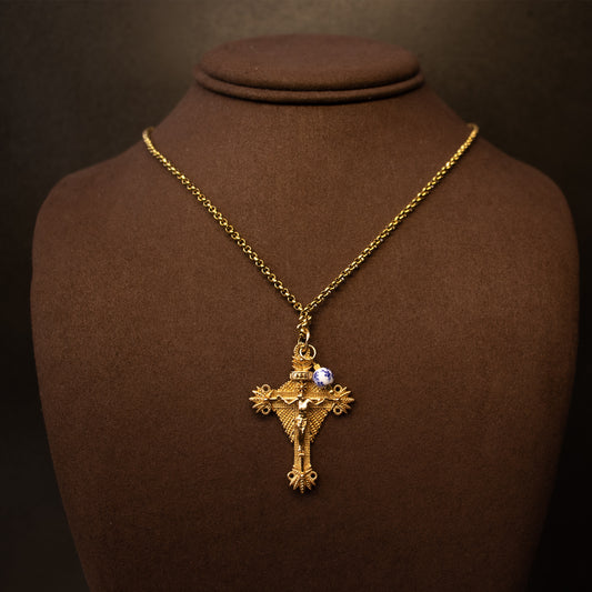 Colar Encantos de Portugal - Cruz Cristo Inspiração Azulejos Portugueses