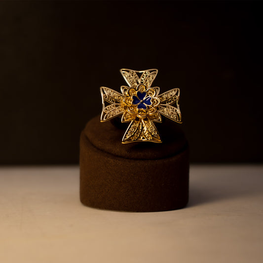 Anéis Encantos de Portugal - Cruz Inspiração Azulejos Portugueses