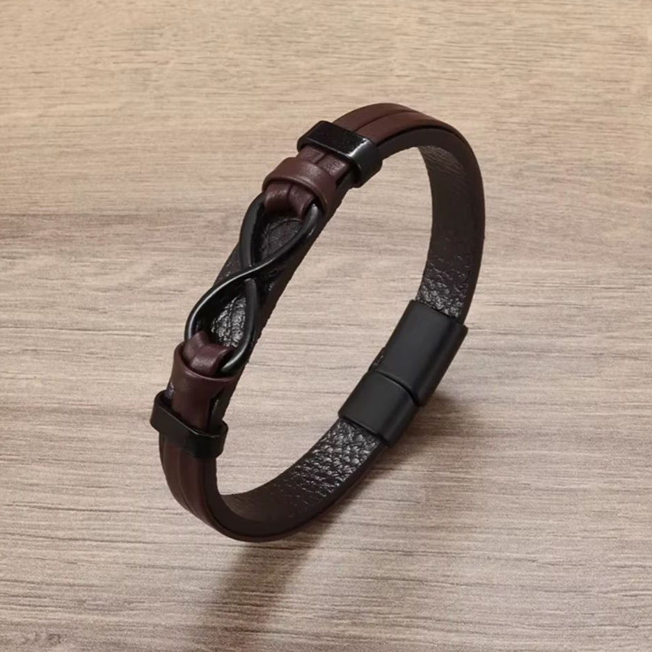 Pulseira Infinito de Couro