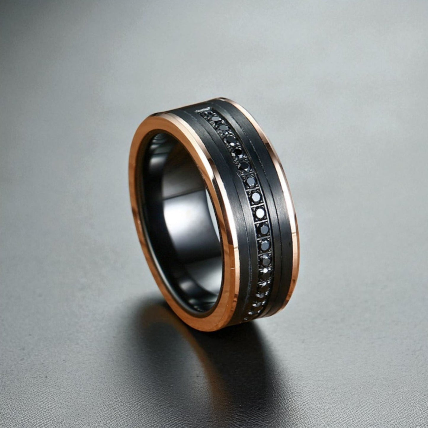 Anel em Aço de Tungsténio com Zircónia