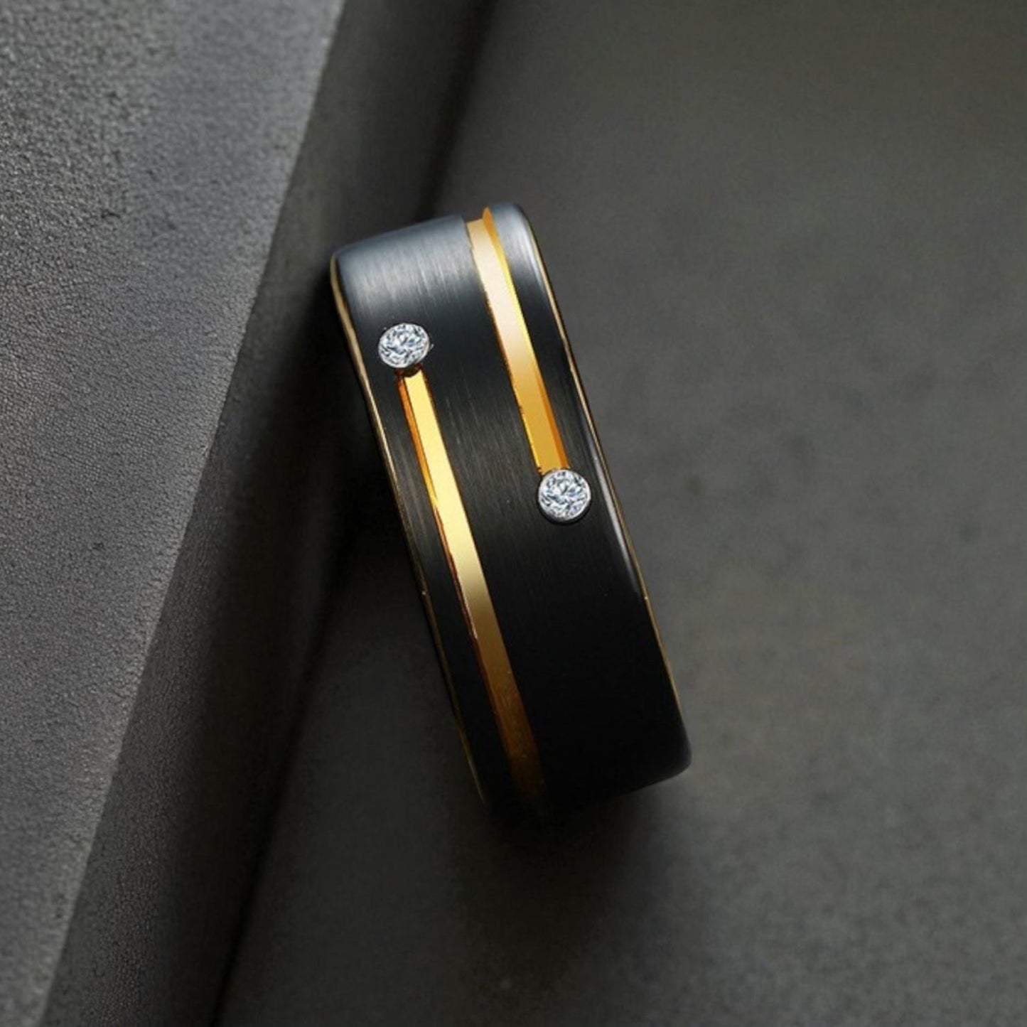 Anel em Aço de Tungsténio e Zircónia