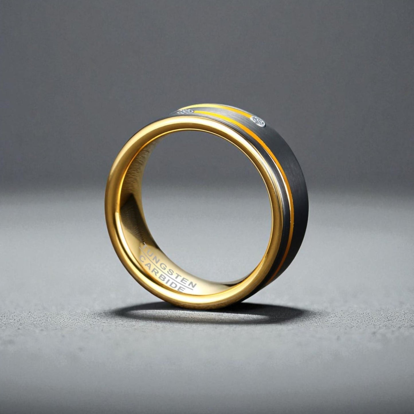 Anel em Aço de Tungsténio e Zircónia