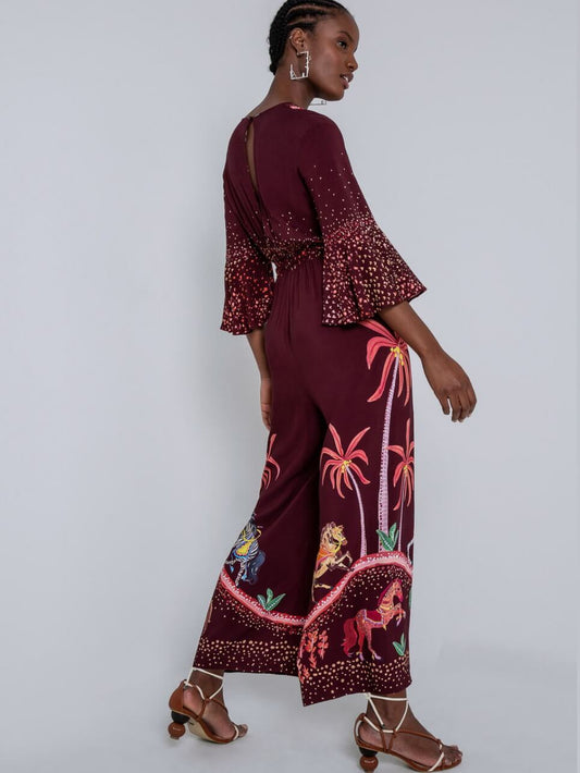 MACACÃO BORDEAUX ESTAMPADO