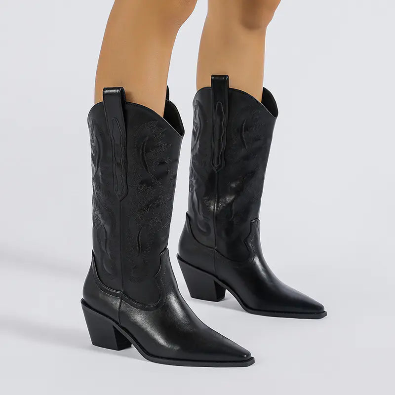 Chunky Heel Mid-Calf Boots for Women - Fall Style