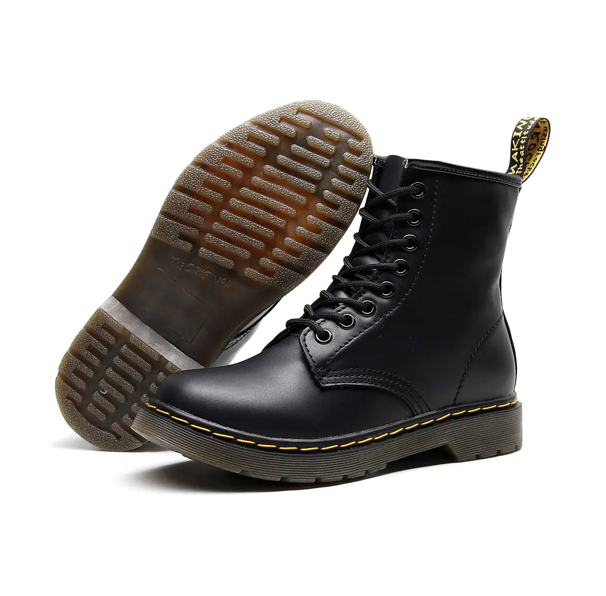 Unisex Cowhide Leather Lace-Up Combat Boots – Non-Slip Streetwear Style