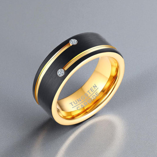 Anel em Aço de Tungsténio e Zircónia