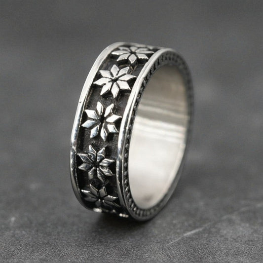 Anel Retrô em Aço Titânio