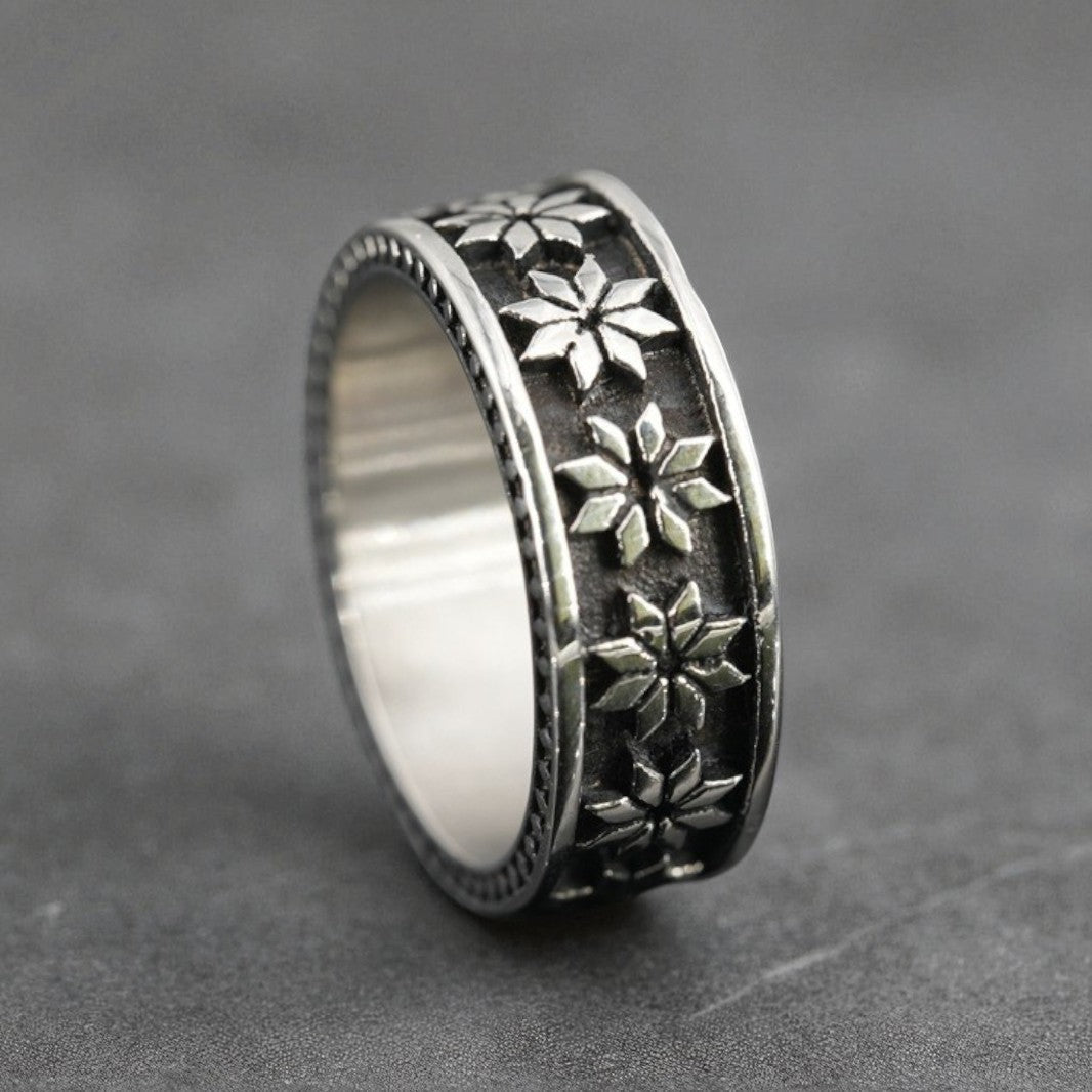 Anel Retrô em Aço Titânio