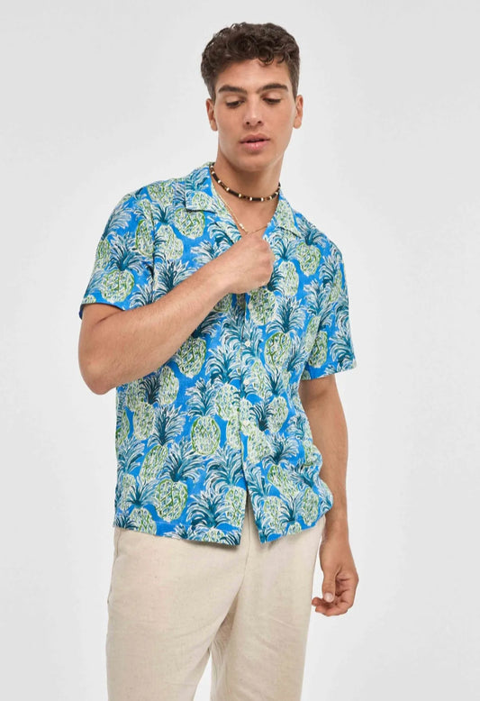 Camisa Estampado Azul Ananás