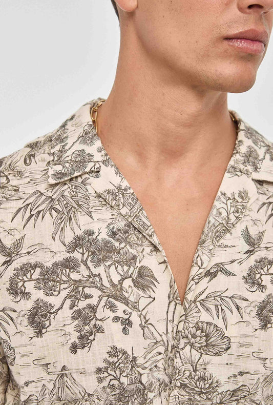 Camisa Masculina Estampada – 100% Algodão