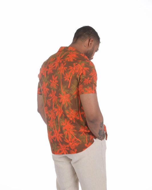 Camisa Estampado Tropical Laranja