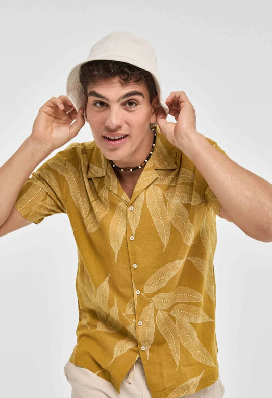 Camisa Estampado Tropical Amarelo