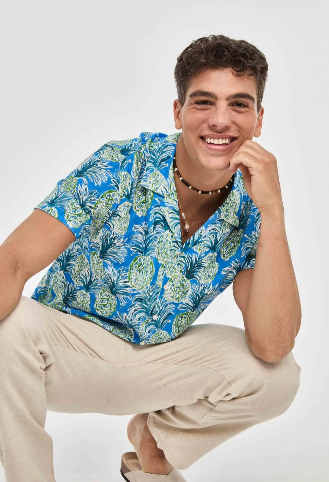 Camisa Estampado Azul Ananás