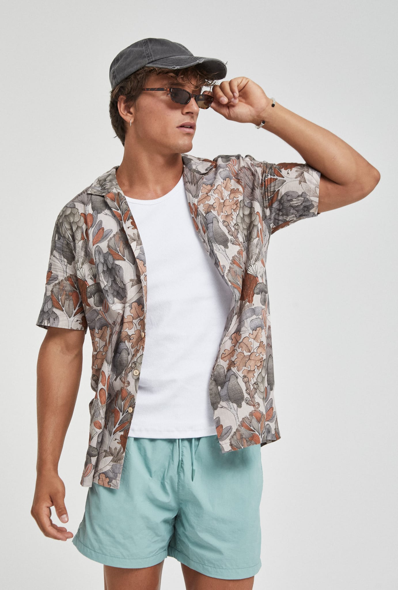 Camisa Masculina Estampada Folhas