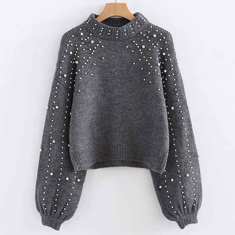 Pearl Decor Knit Sweater